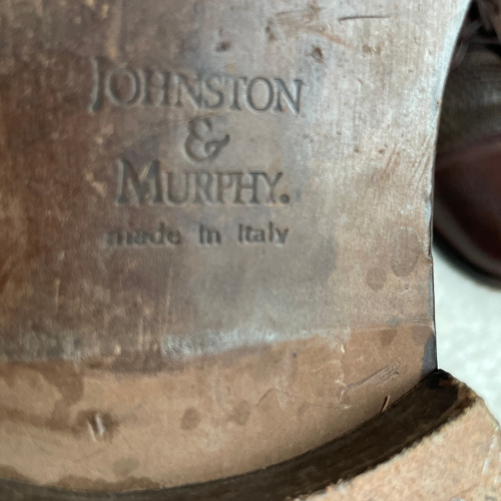Johnston & Murphy Leather Men Size 8.5 Cellini Woven Oxford Brown Shoes - Picture 7 of 8